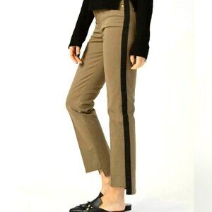 NWT FRAME DENIM Le High Straight Tuxedo Stripe Jeans Raw Stagger Hem Olive 24